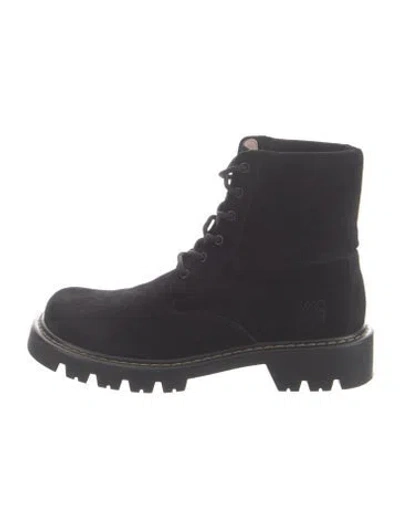 Pre-owned Loewe Suede Lace-up Boots In Black