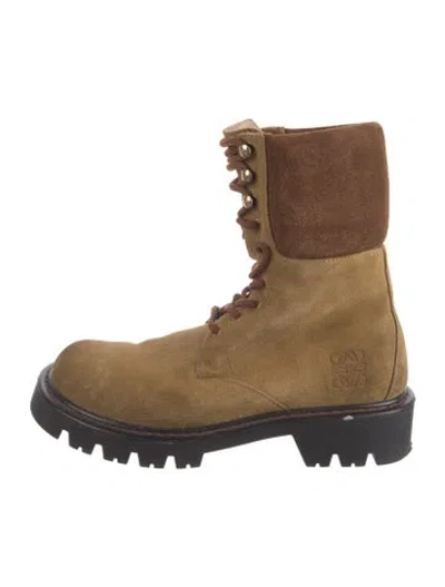 Pre-owned Loewe Suede Lace-up Boots In Brown