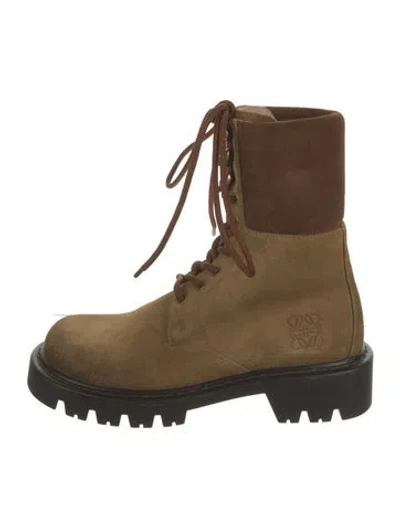 Pre-owned Loewe Suede Lace-up Boots In Neutrals