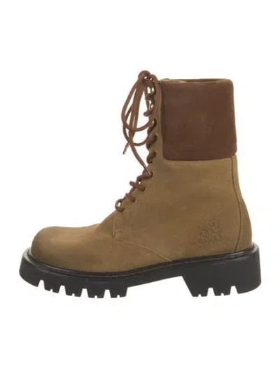 Pre-owned Loewe Suede Lace-up Boots In Neutrals