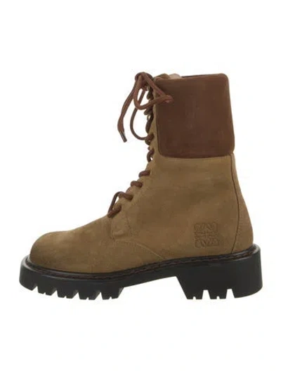 Pre-owned Loewe Suede Lace-up Boots W/ Tags In Brown