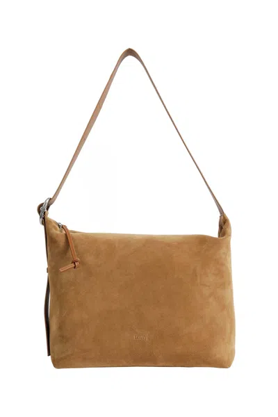 Loewe Large Loop Hobo Bag In Suede Calfskin In Brown