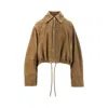 Loewe Suede Leather Balloon Jacket In Green