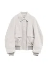 Loewe Suede Oversized Bomber Jacket In Gray