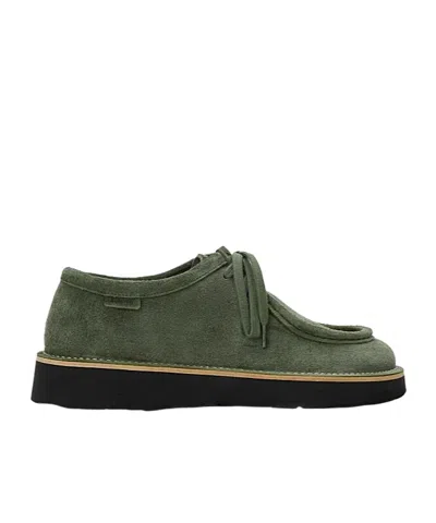 Loewe Suede Leather Faro Lace-up Shoes In Green