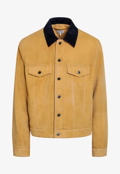 Loewe Suede Leather Jacket In Brown