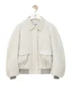 Loewe Suede Jacket Collared Design Flap Pockets In White