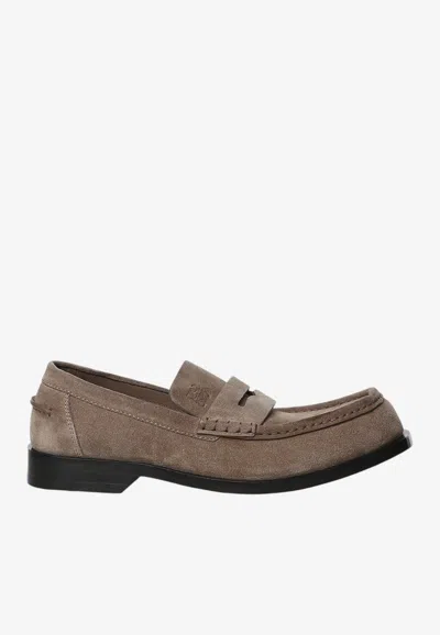 Loewe Suede Leather Loafers In Multi