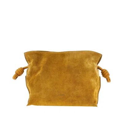 Loewe Suede Leather Medium 'flamenco' Clutch In Yellow
