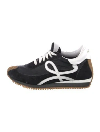 Pre-owned Loewe Suede Leather Trim Embellishment Athletic Sneakers In Black