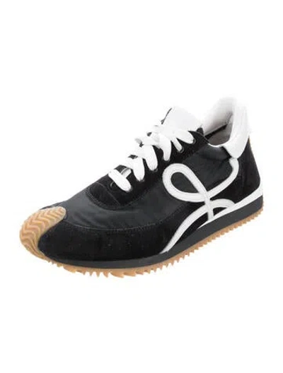 Pre-owned Loewe Suede Leather Trim Embellishment Athletic Sneakers In Black