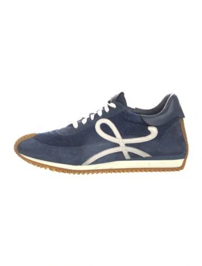 Pre-owned Loewe Suede Leather Trim Embellishment Athletic Sneakers In Blue