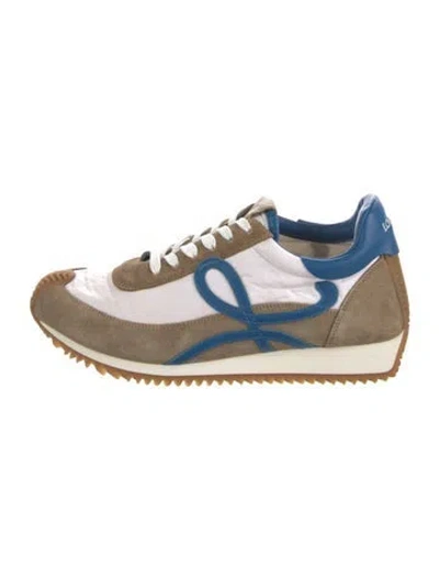 Pre-owned Loewe Suede Leather Trim Embellishment Athletic Sneakers In Blue