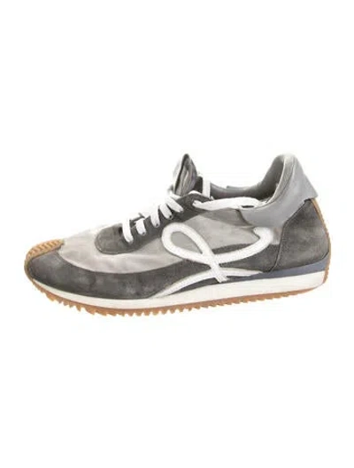 Pre-owned Loewe Suede Leather Trim Embellishment Athletic Sneakers In Grey
