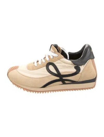 Pre-owned Loewe Suede Leather Trim Embellishment Athletic Sneakers In Neutral