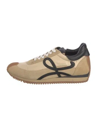 Pre-owned Loewe Suede Leather Trim Embellishment Athletic Sneakers In Neutral