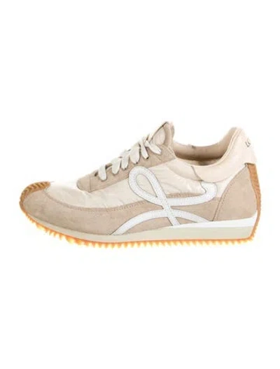 Pre-owned Loewe Suede Leather Trim Embellishment Athletic Sneakers In White