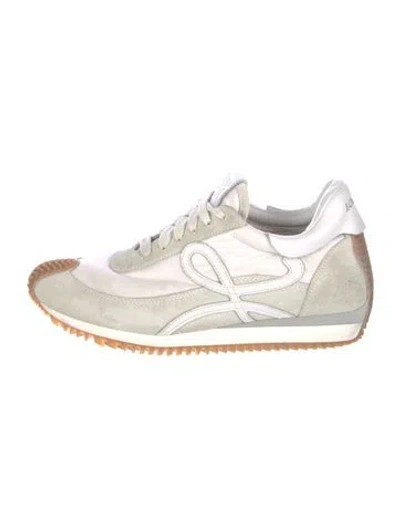 Pre-owned Loewe Suede Leather Trim Embellishment Athletic Sneakers In White