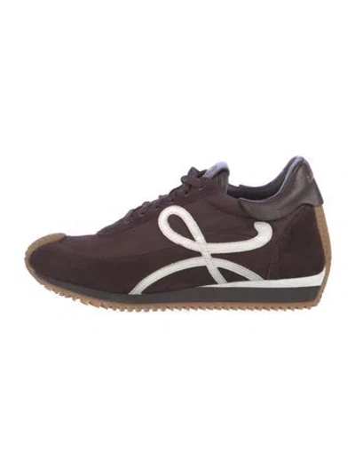 Pre-owned Loewe Suede Leather Trim Embellishment Sneakers In Burgundy