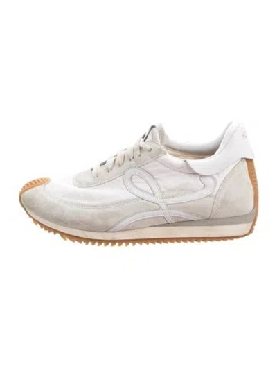 Pre-owned Loewe Suede Leather Trim Embellishment Sneakers In Neutral