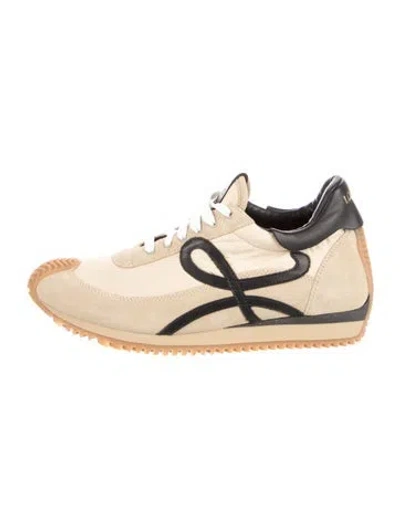 Pre-owned Loewe Suede Leather Trim Embellishment Sneakers In Neutral