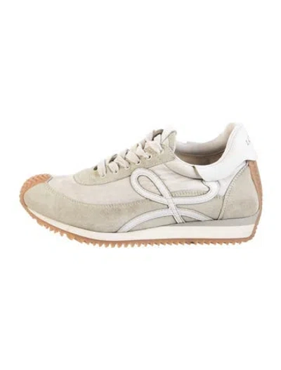 Pre-owned Loewe Suede Leather Trim Embellishment Sneakers In Neutral