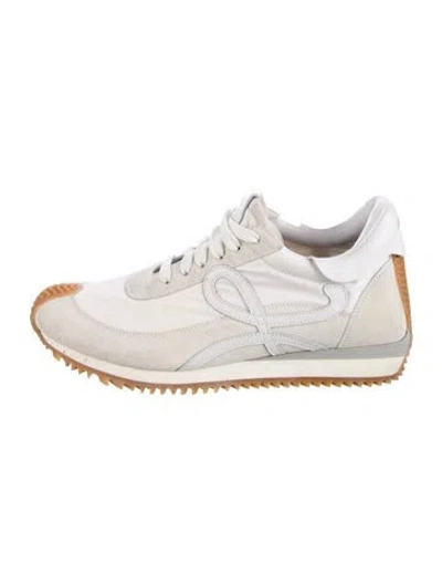 Pre-owned Loewe Suede Leather Trim Embellishment Sneakers In Neutral