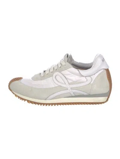 Pre-owned Loewe Suede Leather Trim Embellishment Sneakers In White