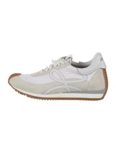 Pre-owned Loewe Suede Leather Trim Embellishment Sneakers In White