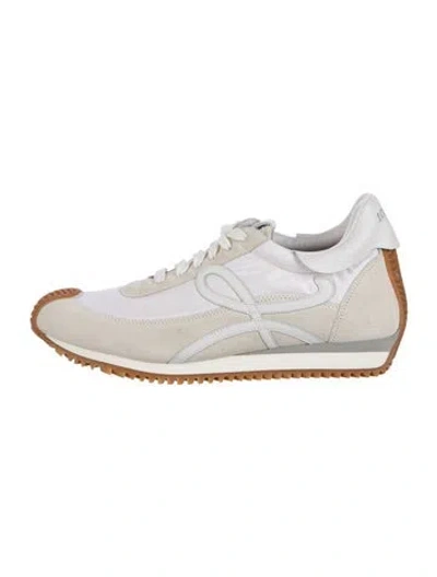 Pre-owned Loewe Suede Leather Trim Embellishment Sneakers In White