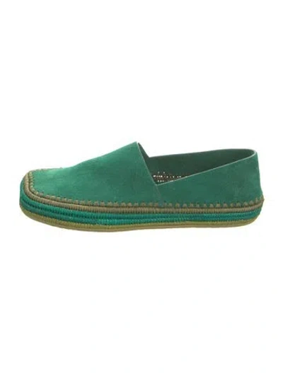 Pre-owned Loewe Suede Loafers In Green