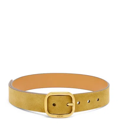 Loewe Suede Logo Belt In Yellow