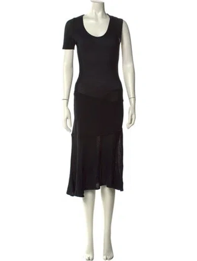 Pre-owned Loewe Suede Midi Length Dress In Black