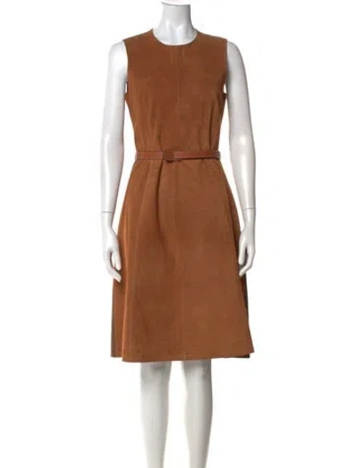 Pre-owned Loewe Suede Midi Length Dress In Neutrals