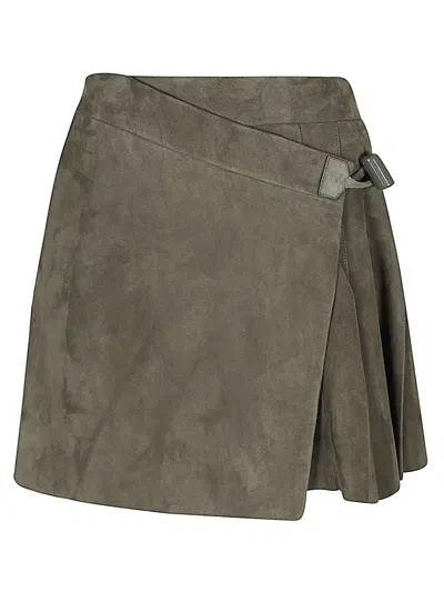 Loewe Suede Mini Skirt In Green