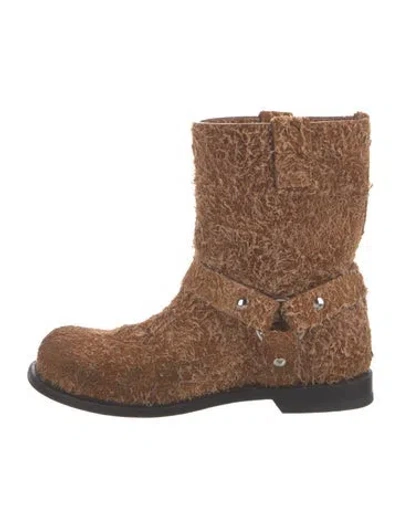 Pre-owned Loewe Suede Moto Boots In Brown