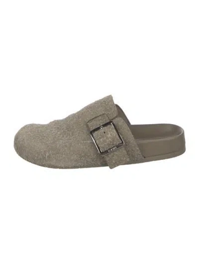 Pre-owned Loewe Suede Mules In Neutral