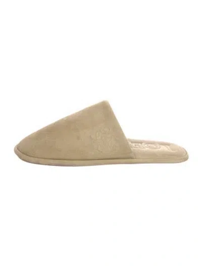 Pre-owned Loewe Suede Mules In Neutral