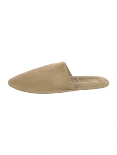 Pre-owned Loewe Suede Mules In Neutral