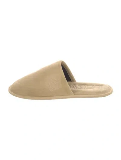 Pre-owned Loewe Suede Mules In Neutral