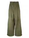 Loewe Wide-leg Trousers With Belt Loops And Back Pocket In Green