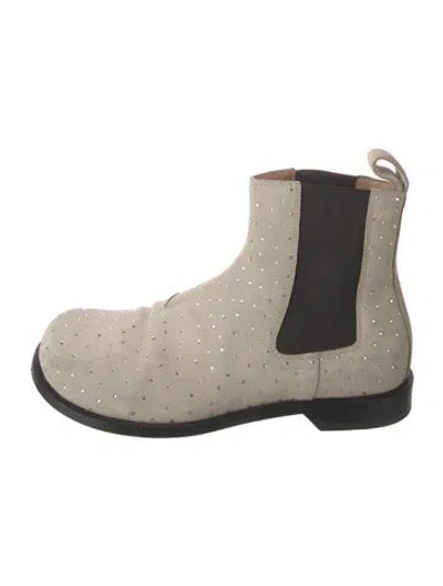 Pre-owned Loewe Suede Patterned Chelsea Boots In Neutrals