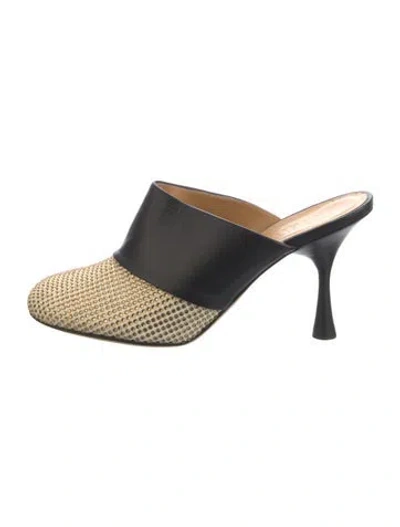 Pre-owned Loewe Suede Patterned Mules In Neutrals