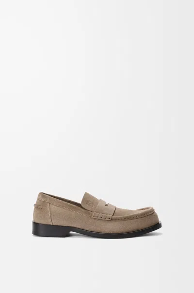 Loewe Suede Penny Loafer In Hazelnut