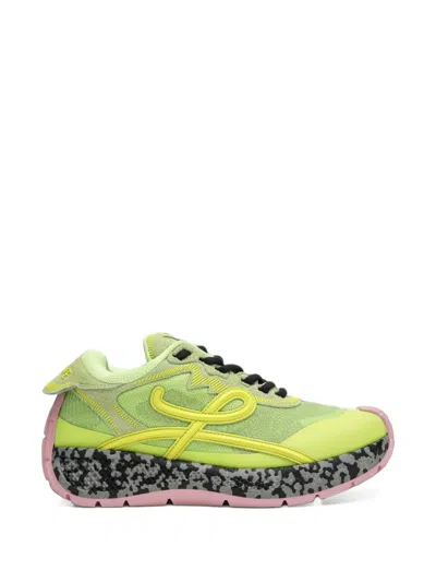 Loewe Suede Pogo Sneaker In Technical Knit And Suede In Green
