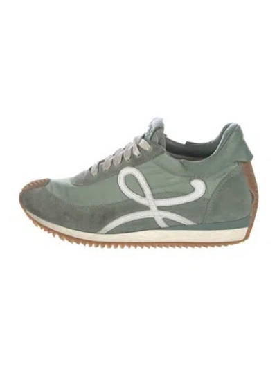 Pre-owned Loewe Suede Printed Athletic Sneakers In Green