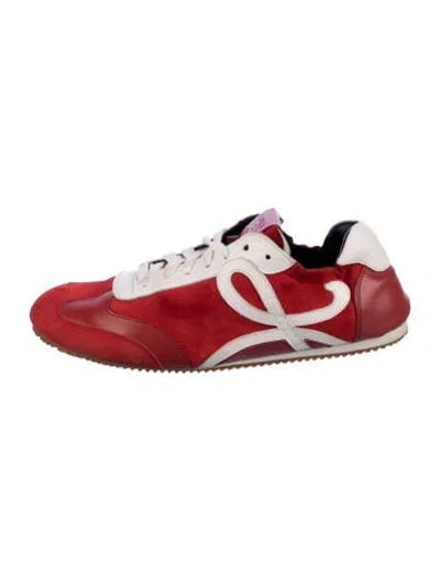 Pre-owned Loewe Suede Printed Athletic Sneakers In Red