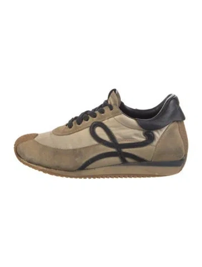Pre-owned Loewe Suede Printed Sneakers In Black