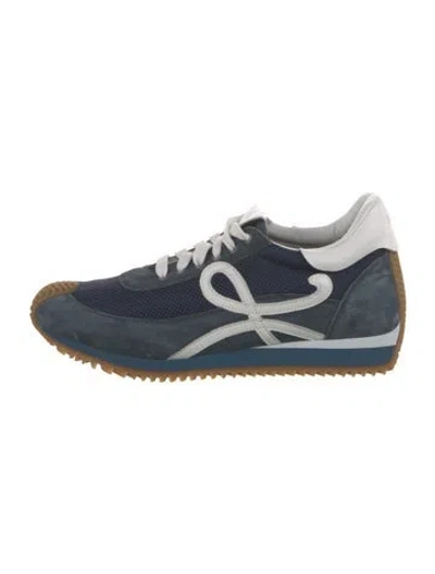 Pre-owned Loewe Suede Printed Sneakers In Blue
