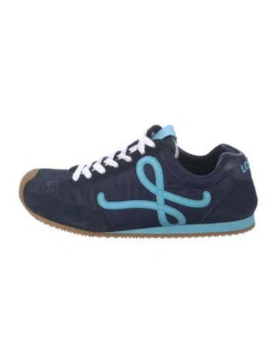 Pre-owned Loewe Suede Printed Sneakers In Blue